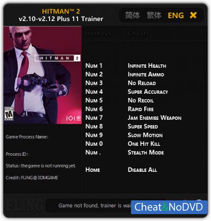 Hitman 2  Trainer +11 v2.12 {FLiNG}