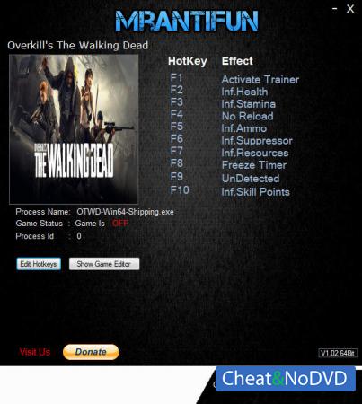 OVERKILL's The Walking Dead  Trainer +10 v1.2.0 {MrAntiFun}