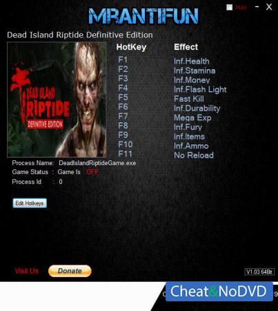 Dead Island: Riptide Definitive Edition  Trainer +11 v1.1.2 {MrAntiFun}