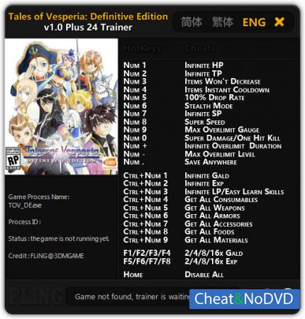 Tales of Vesperia: Definitive Edition  Trainer +24 v1.0 {FLiNG}