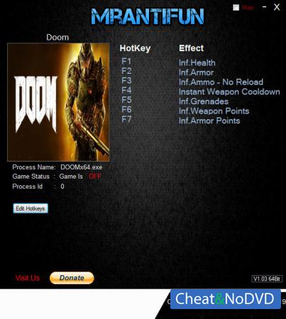 Doom 2016  Trainer +8 v12.01.2019 {MrAntiFun}