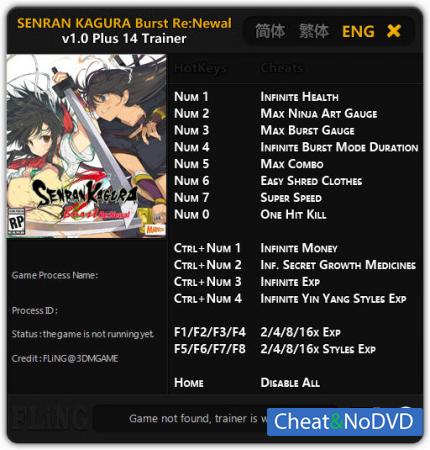 SENRAN KAGURA Burst Re:Newal  Trainer +14 v1.0 {FLiNG}