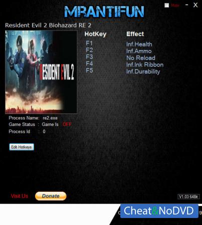 Resident Evil 2 Remake  Trainer +5 v25.01.2019 {MrAntiFun}