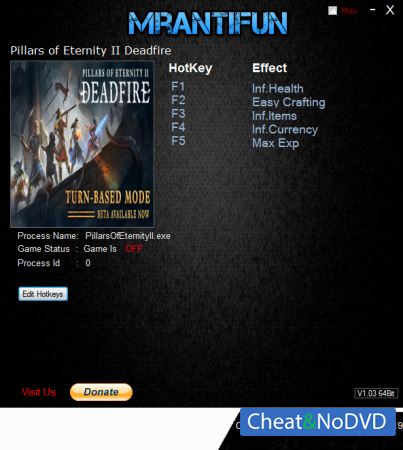 Pillars of Eternity 2: Deadfire  Trainer +5 v4.1.0.0023 {MrAntiFun}