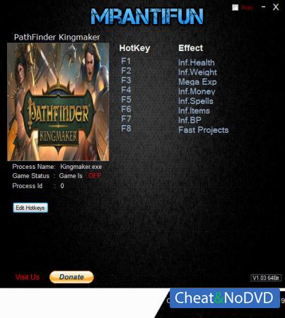 Pathfinder: Kingmaker  Trainer +8 v1.2.0 {MrAntiFun}