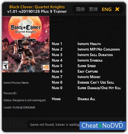 Black Clover: Quartet Knights  Trainer +9 v1.01 Update 2019.01.28 {FLiNG}