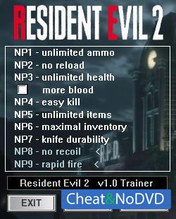 Resident Evil 2 Remake  Trainer +9 v1.0 {dR.oLLe}