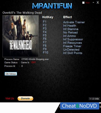 OVERKILL's The Walking Dead  Trainer +10 v1.3.0 {MrAntiFun}