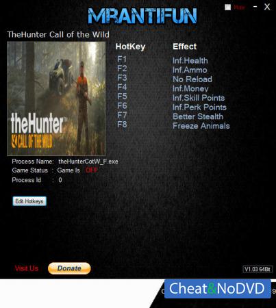 theHunter: Call of the Wild  Trainer +8 v1603223 {MrAntiFun}