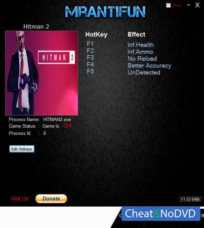 Hitman 2  Trainer +5 v03.02.2019 {MrAntiFun}