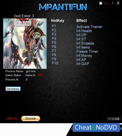 God Eater 3  Trainer +9 v1.11 {MrAntiFun}