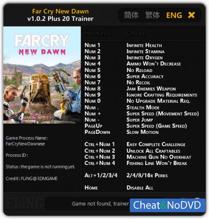 Far Cry: New Dawn  Trainer +20 v1.0.2 {FLiNG}