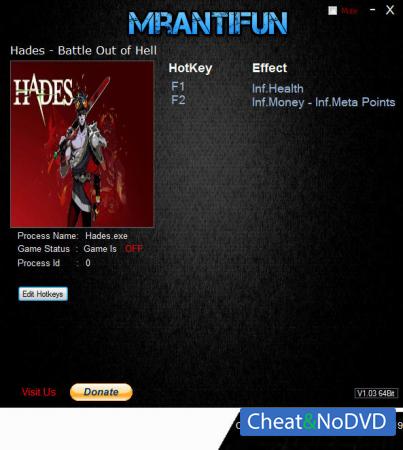 Hades - Battle Out of Hell  Trainer +3 v0.14115 {MrAntiFun}