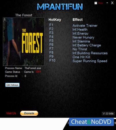 The Forest  Trainer +10 Build 3496148 {MrAntiFun}