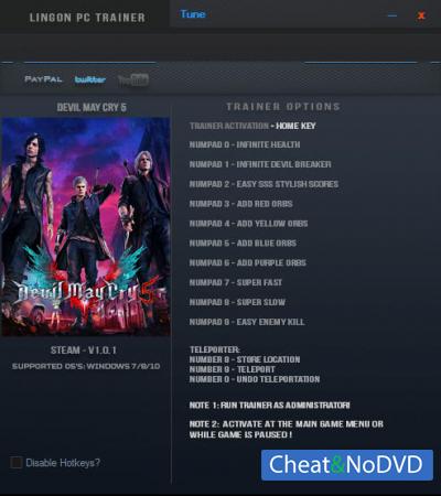 Devil May Cry 5  Trainer +12 v1.0.1 {LinGon}