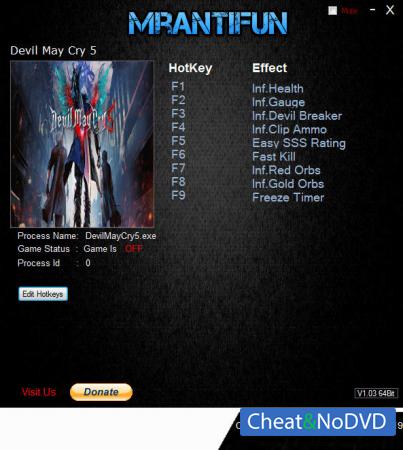 Devil May Cry 5  Trainer +9 v1.00 {MrAntiFun}