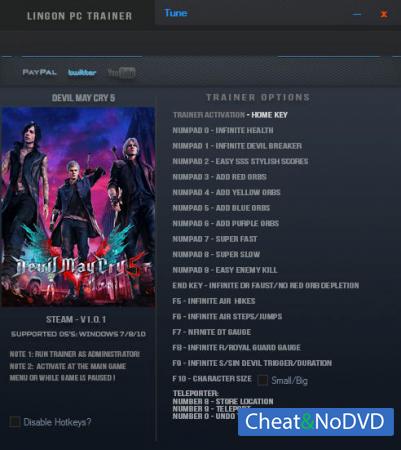 Devil May Cry 5  Trainer +19 v1.0.1 {LinGon}