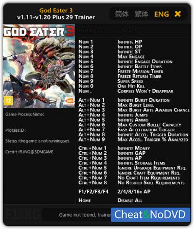 God Eater 3  Trainer +29 v1.20 {FLiNG}