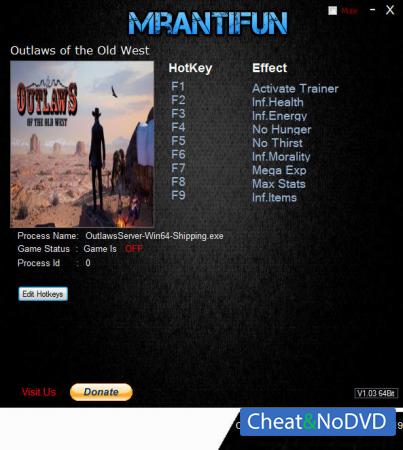 Outlaws of the Old West  Trainer +8 v1.0.5 {MrAntiFun}