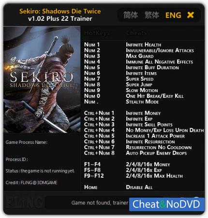 Sekiro: Shadows Die Twice  Trainer +22 v1.02 {FLiNG}