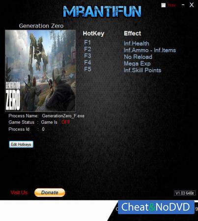 Generation Zero  Trainer +6 v1.00 {MrAntiFun}