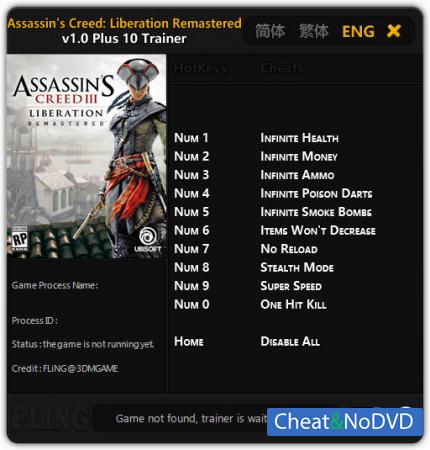 Assassin's Creed: Liberation Remastered  Trainer +10 v1.0 {FLiNG}