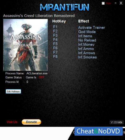 Assassin's Creed: Liberation Remastered  Trainer +7 v1.00 {MrAntiFun}