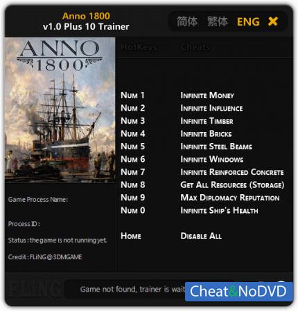 Anno 1800  Trainer +10 v1.0 {FLiNG}