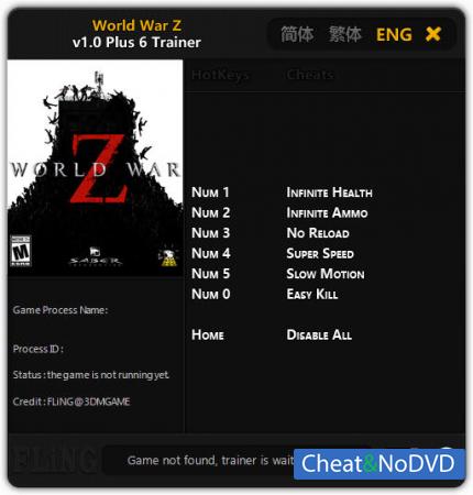 World War Z  Trainer +6 v1.0 {FLiNG}