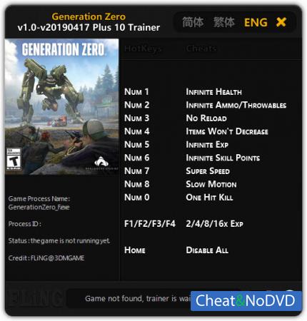 Generation Zero  Trainer +10 v2019.04.17 {FLiNG}