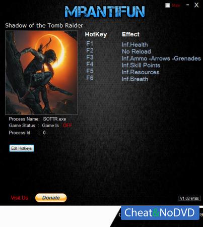 Shadow of the Tomb Raider  Trainer +8 v1.0 Build 291.0 {MrAntiFun}