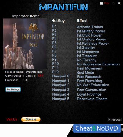 Imperator: Rome  Trainer +16 v1.0.1 {MrAntiFun}