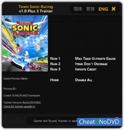 Team Sonic Racing  Trainer +3 v1.0 {FLiNG} 