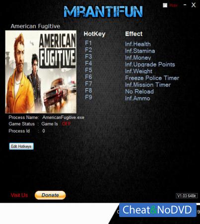 American Fugitive  Trainer +9 v1.0.17326 {MrAntiFun}