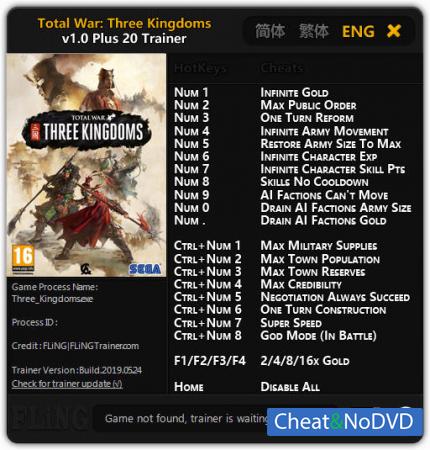 Total War: THREE KINGDOMS  Trainer +20 v1.0 {FLiNG}