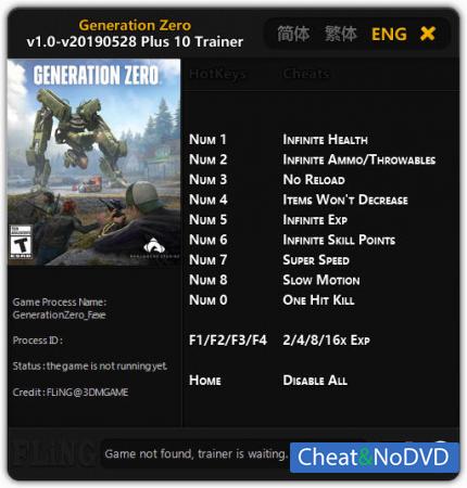 Generation Zero  Trainer +10 v28.05.2019 {FLiNG}