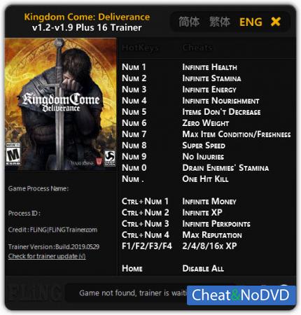 Kingdom Come: Deliverance  Trainer +16 v1.9 {FLiNG}