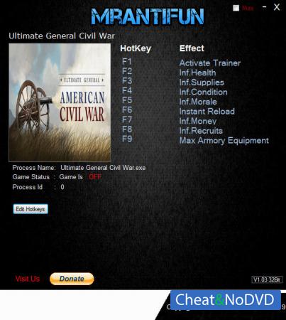 Ultimate General: Civil War  Trainer +8 v1.11 rev.22986 {MrAntiFun}