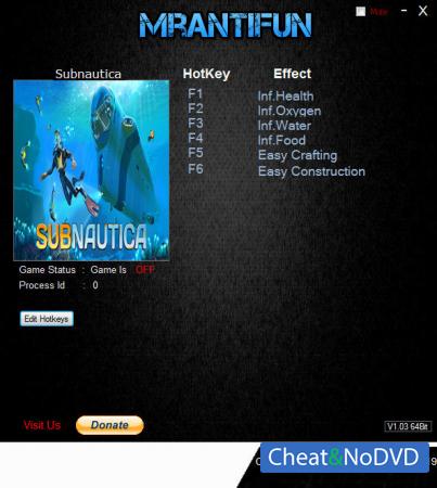 Subnautica  Trainer +6 Build Sep-2018 61056 64-bit {MrAntiFun}