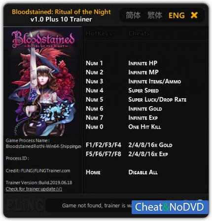 Bloodstained: Ritual of the Night  Trainer +10 v1.0 {FLiNG}