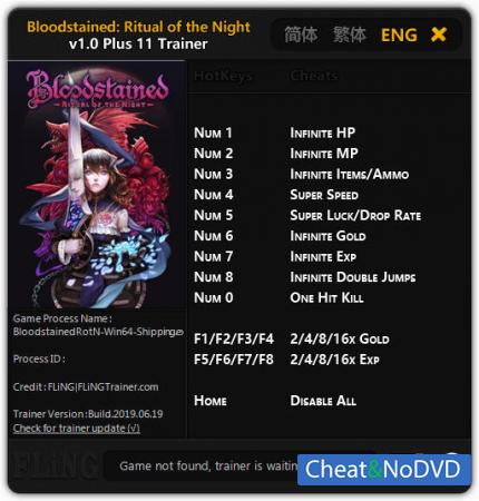 Bloodstained: Ritual of the Night  Trainer +11 v1.0 {FLiNG}