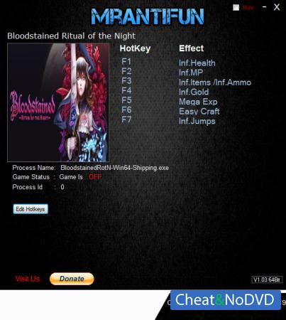 Bloodstained: Ritual of the Night  Trainer +8 v1.00 {MrAntiFun}