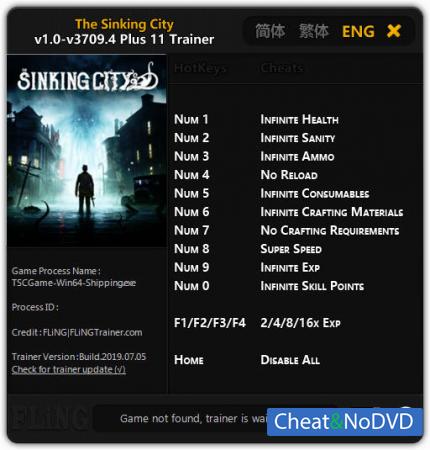 The Sinking City  Trainer +11 v3709.4 {FLiNG}