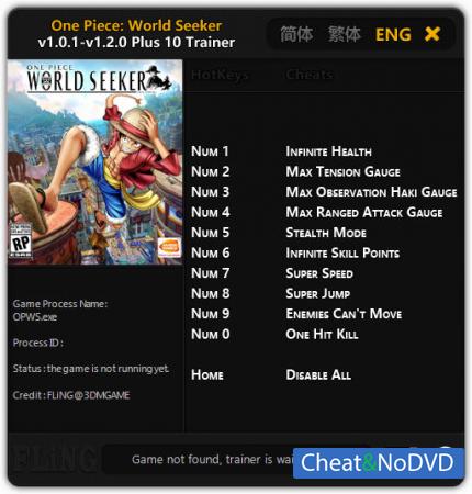 ONE PIECE World Seeker  Trainer +10 v1.2.0 {FLiNG}