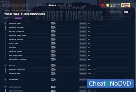 Total War: THREE KINGDOMS  Trainer +16 v22.08.2019 {MrAntiFun}