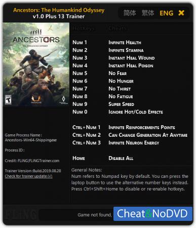 Ancestors: The Humankind Odyssey  Trainer +13 v1.0 {FLiNG}