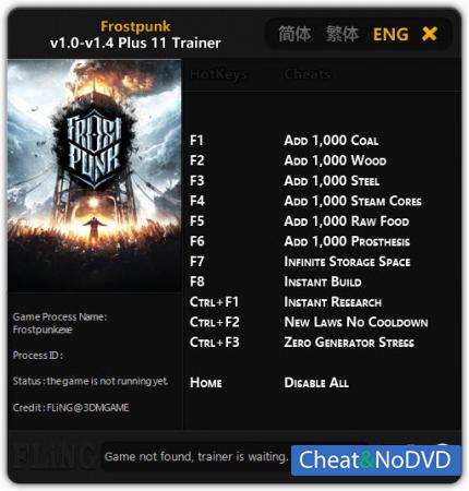 Frostpunk  Trainer +11 v1.4 {FLiNG}