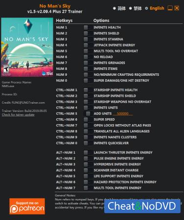 No Man's Sky  Trainer +27 v2.09.4 {FLiNG}