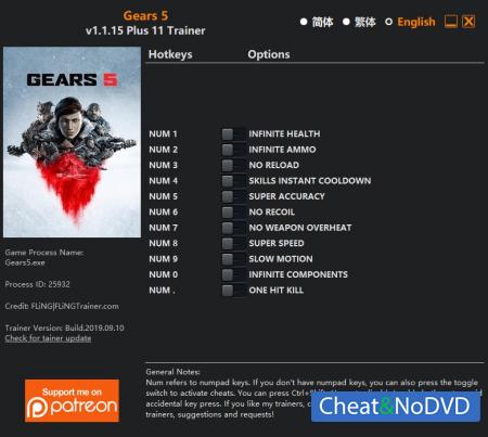 Gears 5  Trainer +11 v1.1.15 {FLiNG}