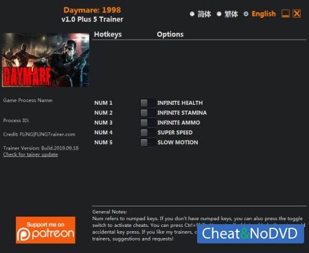 Daymare: 1998  Trainer +5 v1.0 {FLiNG}